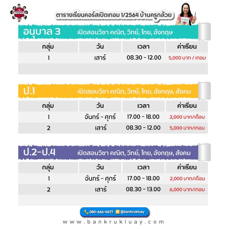 คอร์สเปิดเทอม 1/2564